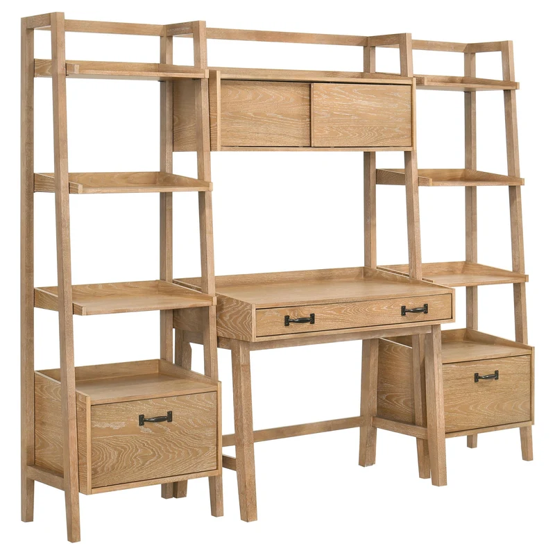 Coaster Furniture Fabian 802041-SET 4-piece Computer Desk and Bookshelf Set - Distressed Light Brown
