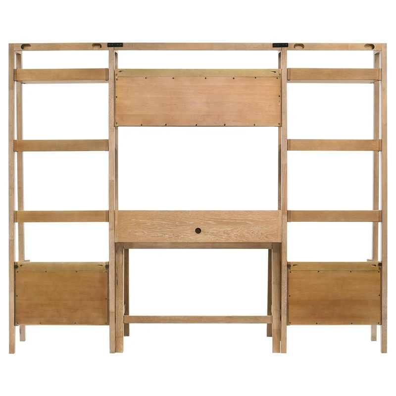 Coaster Furniture Fabian 802041-SET 4-piece Computer Desk and Bookshelf Set - Distressed Light Brown