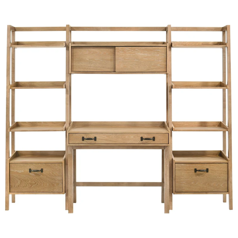Coaster Furniture Fabian 802041-SET 4-piece Computer Desk and Bookshelf Set - Distressed Light Brown