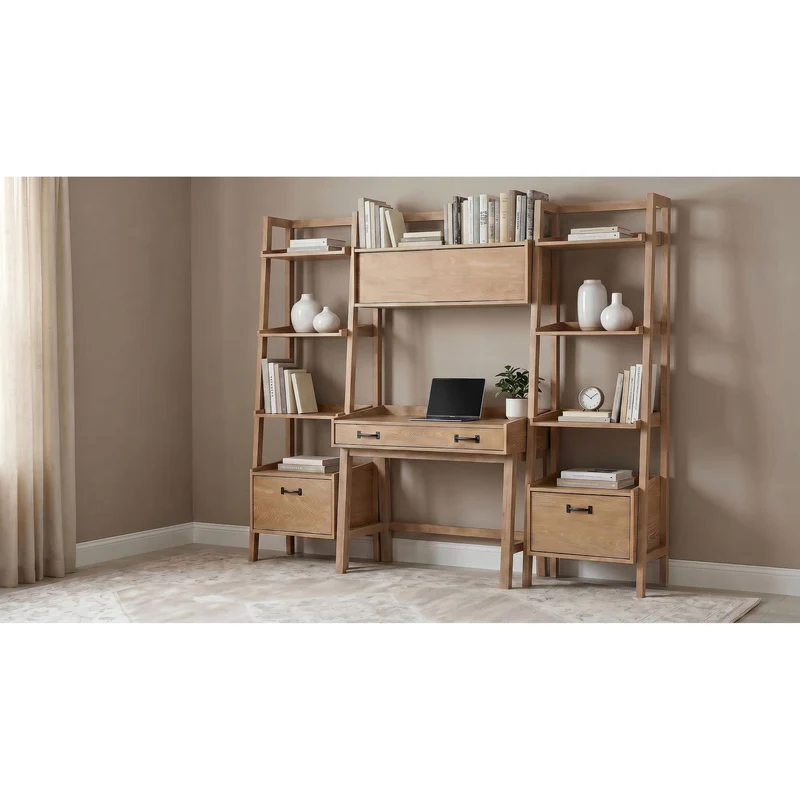 Coaster Furniture Fabian 802041-SET 4-piece Computer Desk and Bookshelf Set - Distressed Light Brown