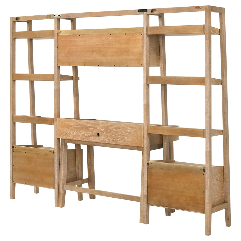 Coaster Furniture Fabian 802041-SET 4-piece Computer Desk and Bookshelf Set - Distressed Light Brown