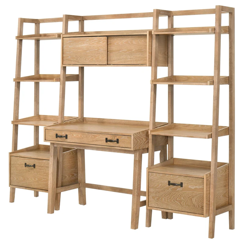 Coaster Furniture Fabian 802041-SET 4-piece Computer Desk and Bookshelf Set - Distressed Light Brown
