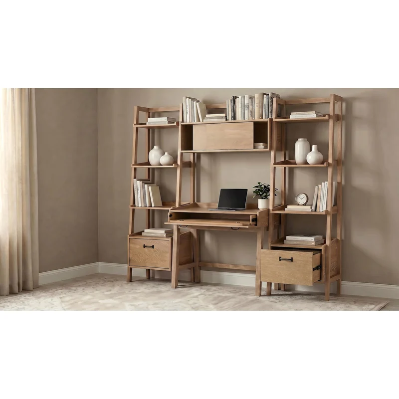 Coaster Furniture Fabian 802041-SET 4-piece Computer Desk and Bookshelf Set - Distressed Light Brown