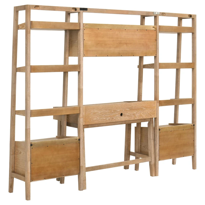 Coaster Furniture Fabian 802041-SET 4-piece Computer Desk and Bookshelf Set - Distressed Light Brown