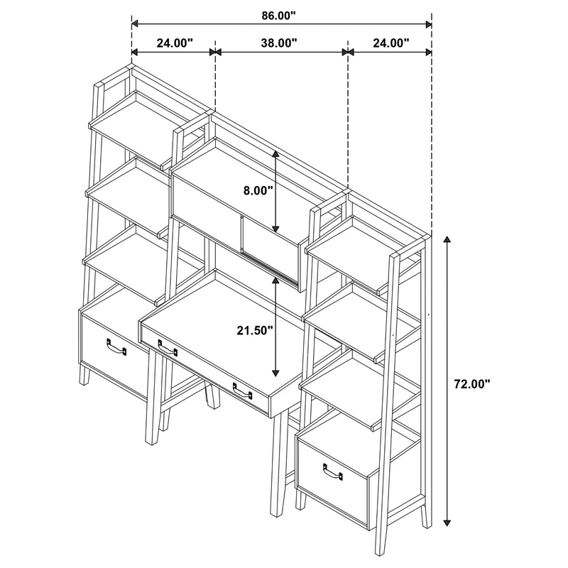 Coaster Furniture Fabian 802041-SET 4-piece Computer Desk and Bookshelf Set - Distressed Light Brown