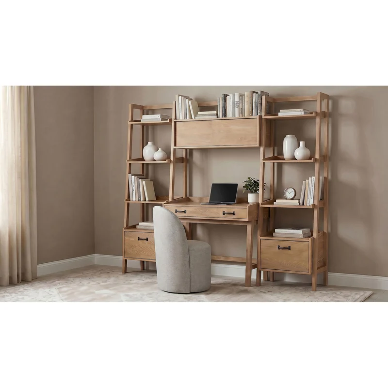 Coaster Furniture Fabian 802041-SET 4-piece Computer Desk and Bookshelf Set - Distressed Light Brown