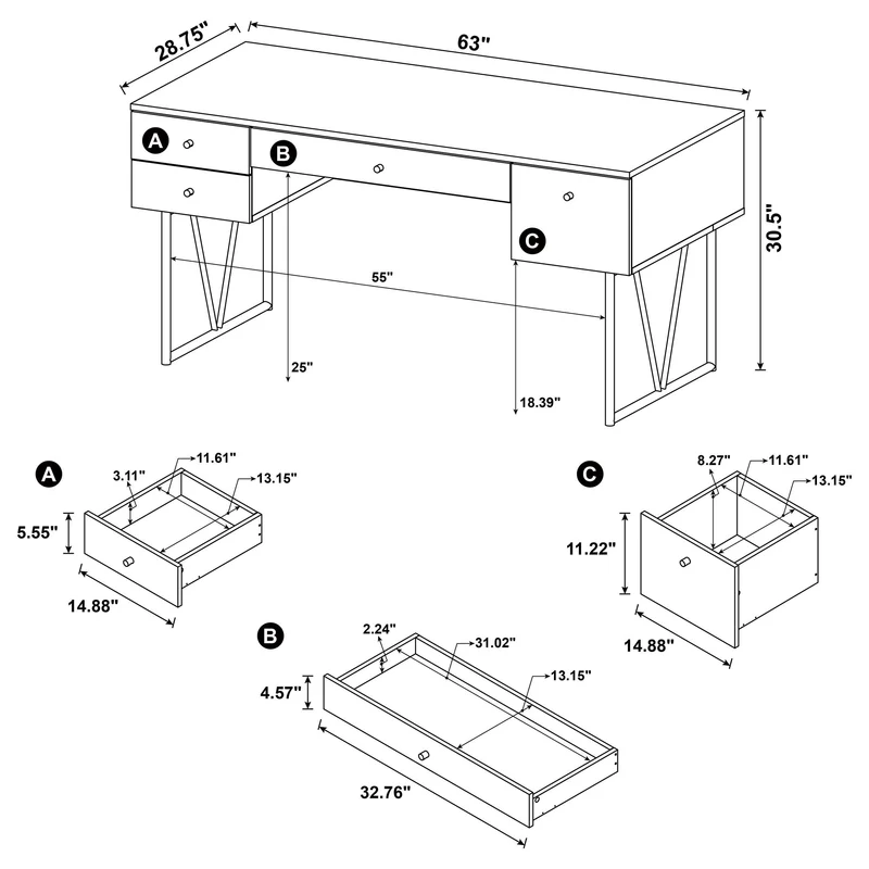 Coaster Furniture Analiese 801851 63-inch 4-drawer Writing Desk - Mango