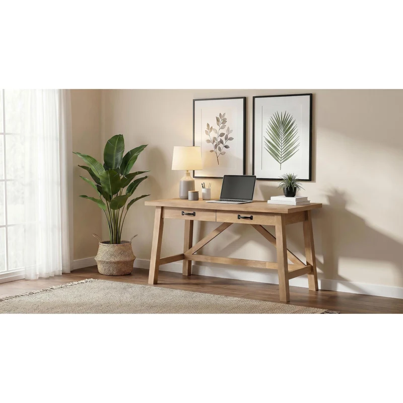 Coaster Furniture Fabian 801605 54-inch 2-drawer Computer Writing Desk - Distressed Light Brown