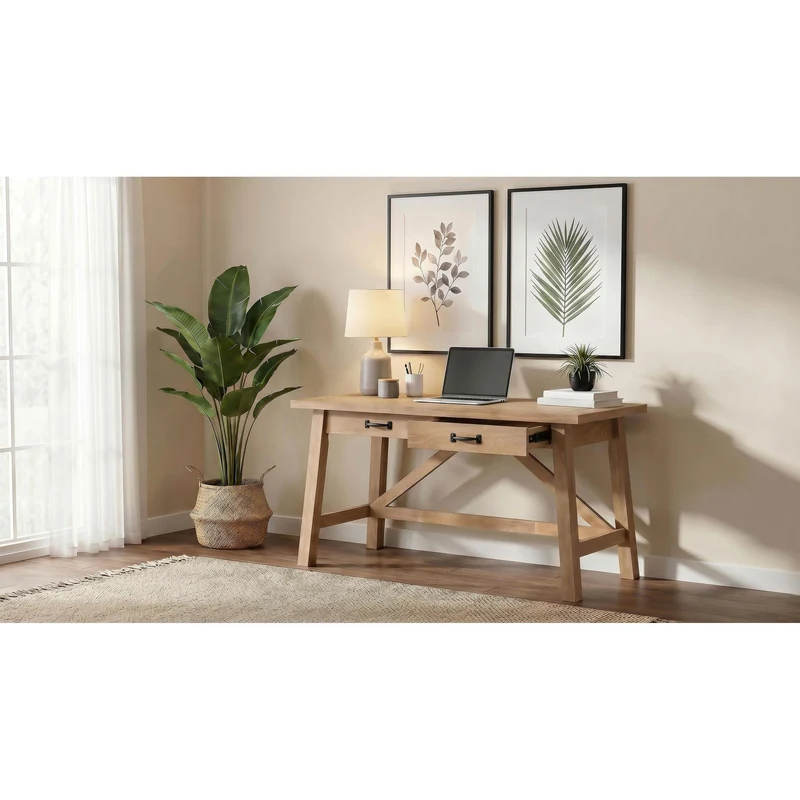 Coaster Furniture Fabian 801605 54-inch 2-drawer Computer Writing Desk - Distressed Light Brown