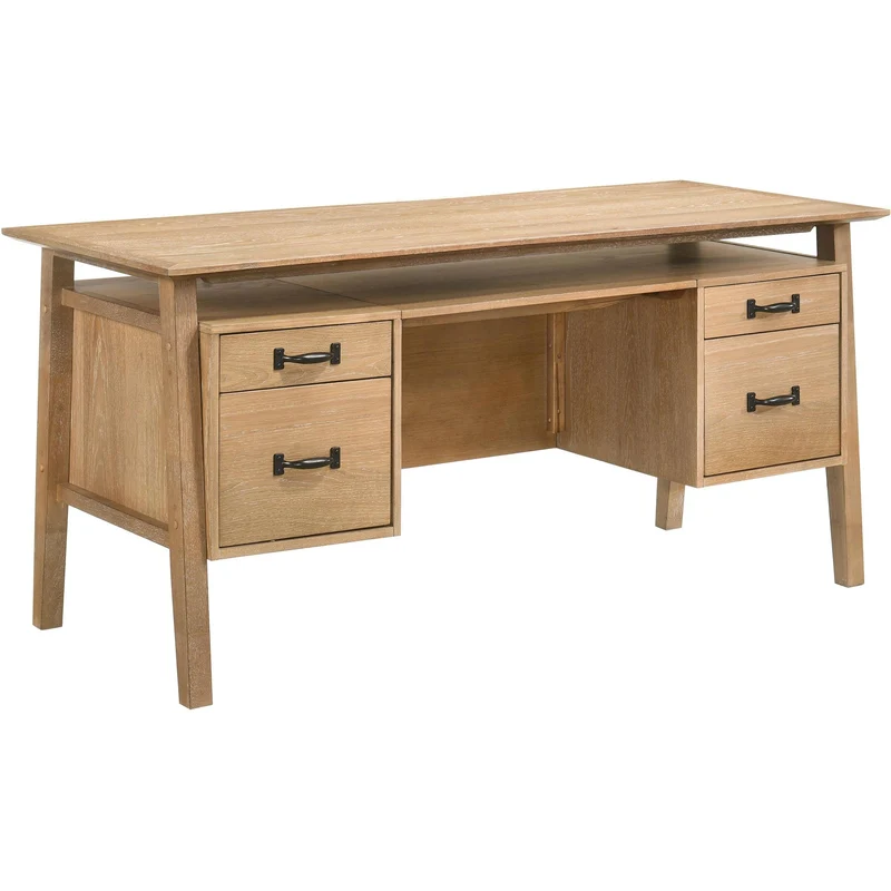 Coaster Furniture Goodson 801587 64-inch 4-Drawer Double Pedestal Computer Desk - Distressed Light Brown