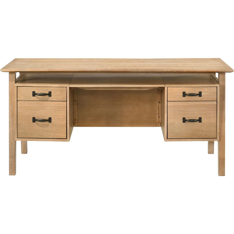 Coaster Furniture Goodson 801587 64-inch 4-Drawer Double Pedestal Computer Desk - Distressed Light Brown