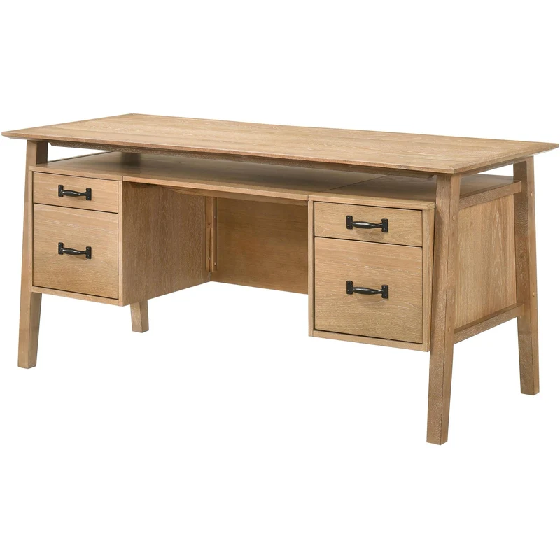 Coaster Furniture Goodson 801587 64-inch 4-Drawer Double Pedestal Computer Desk - Distressed Light Brown