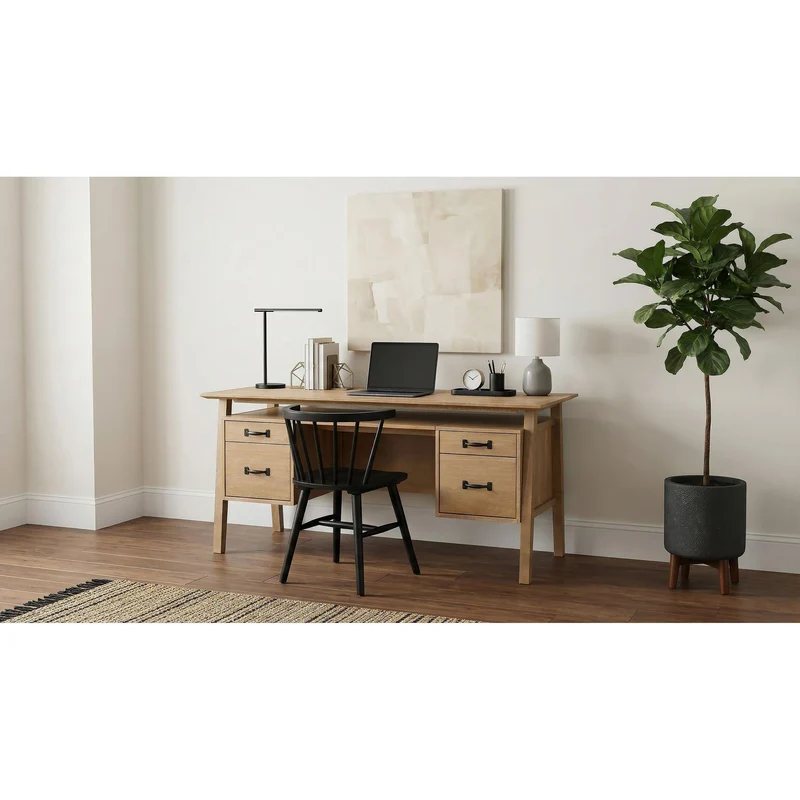 Coaster Furniture Goodson 801587 64-inch 4-Drawer Double Pedestal Computer Desk - Distressed Light Brown