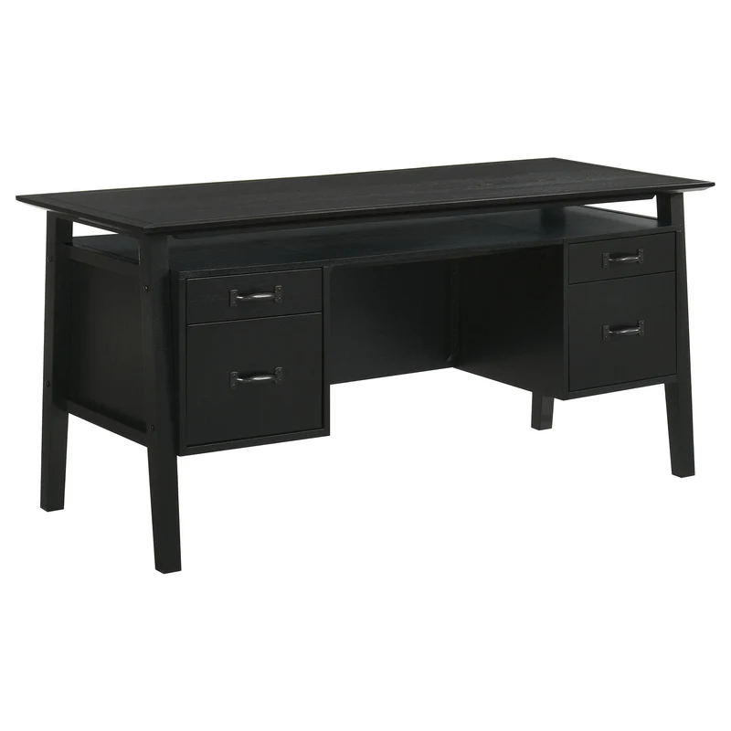 Coaster Furniture Goodson 801586 64-inch 4-Drawer Double Pedestal Computer Desk - Black