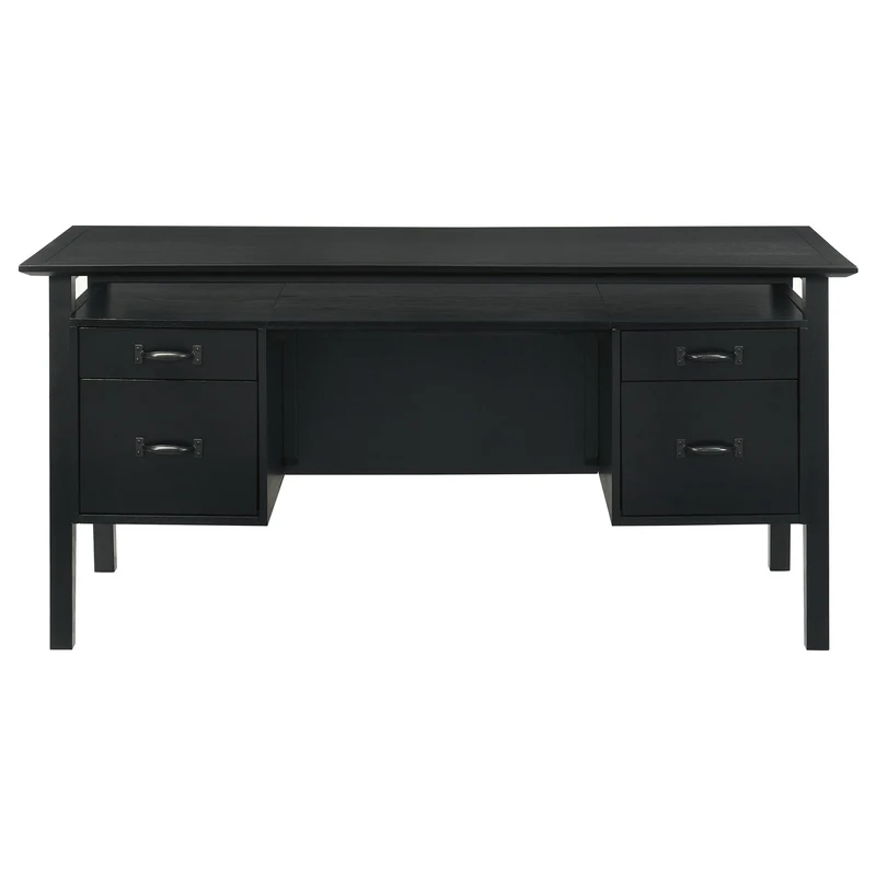 Coaster Furniture Goodson 801586 64-inch 4-Drawer Double Pedestal Computer Desk - Black