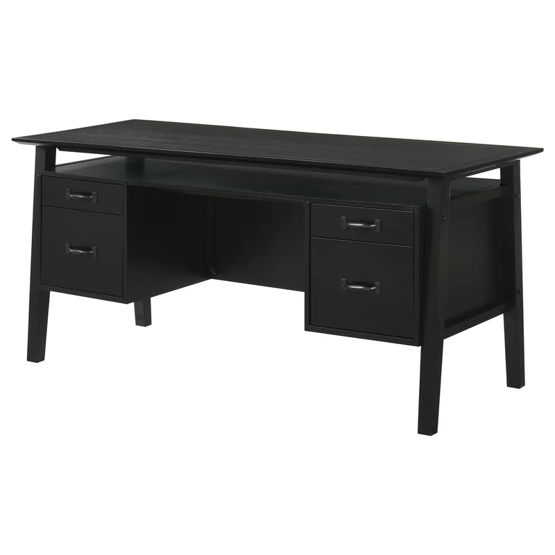 Coaster Furniture Goodson 801586 64-inch 4-Drawer Double Pedestal Computer Desk - Black