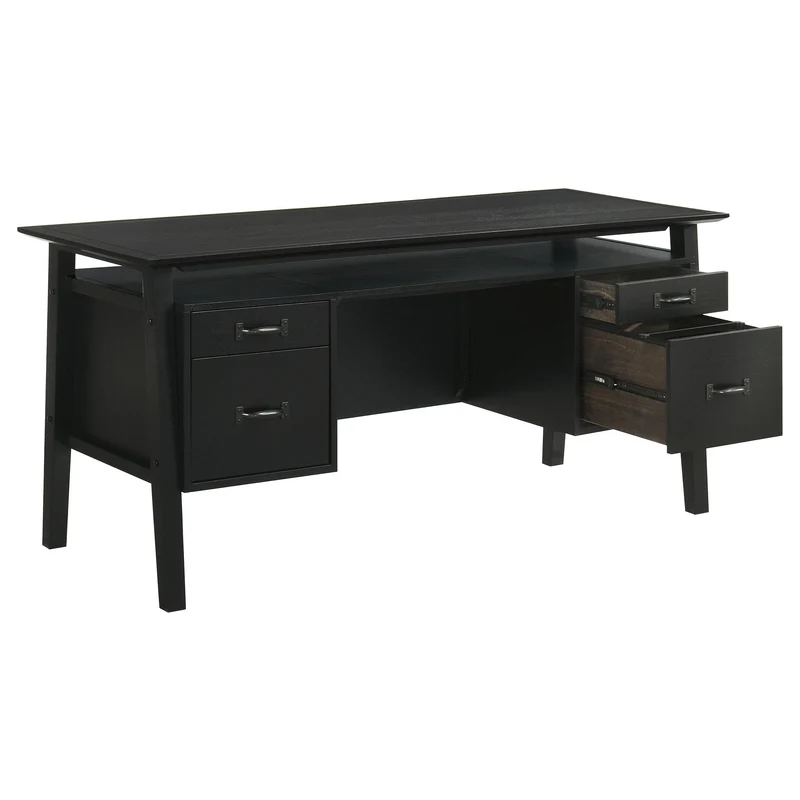 Coaster Furniture Goodson 801586 64-inch 4-Drawer Double Pedestal Computer Desk - Black