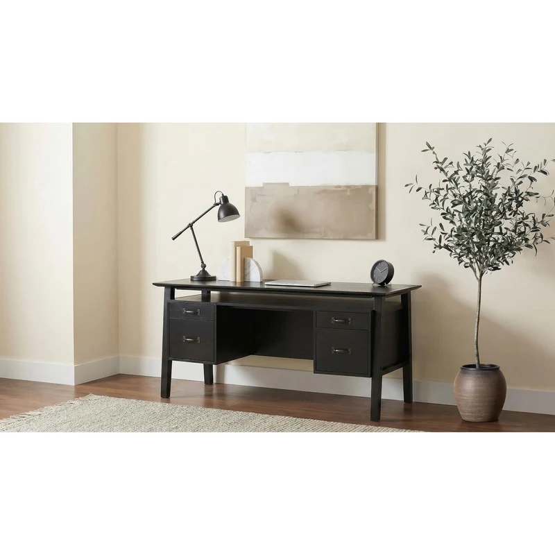 Coaster Furniture Goodson 801586 64-inch 4-Drawer Double Pedestal Computer Desk - Black