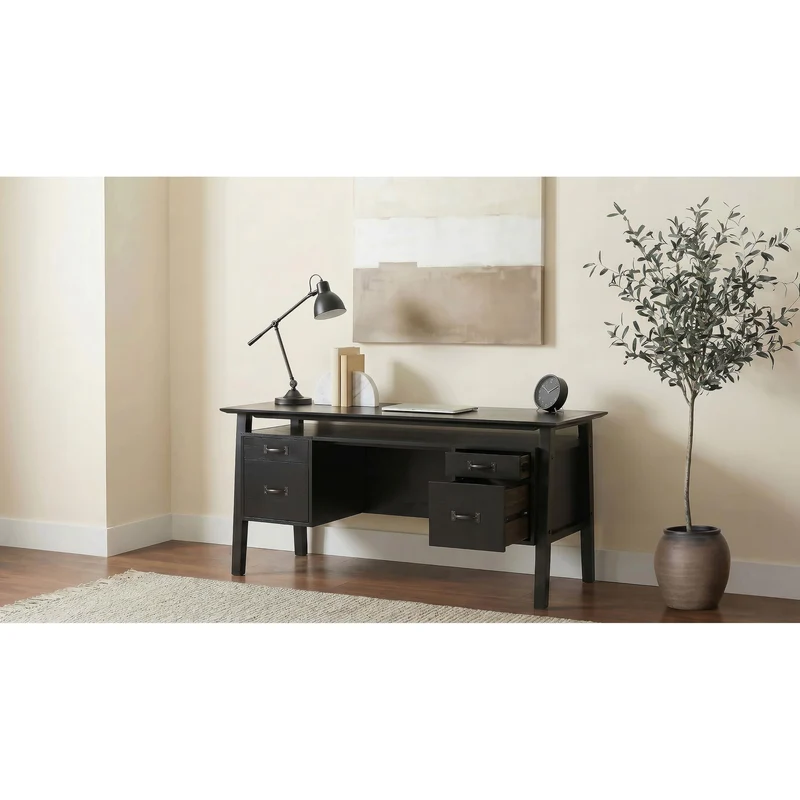 Coaster Furniture Goodson 801586 64-inch 4-Drawer Double Pedestal Computer Desk - Black