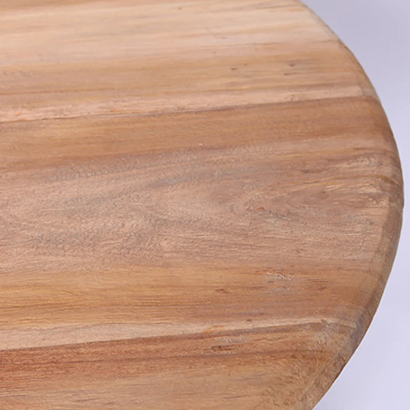 Traditional Japanese Teak Wood Side Table - Low Round Accent Table For Living Room