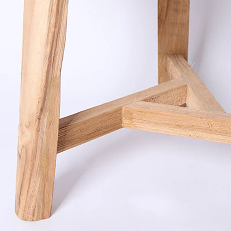 Traditional Japanese Teak Wood Side Table - Low Round Accent Table For Living Room