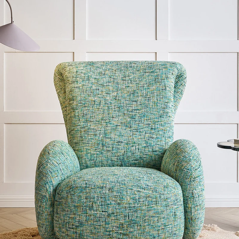 Traditional Vintage Stainless Steel & Chenille Swivel Upholstery Accent Chair With Backrest & Armrest Curved Silhouette For Living Room