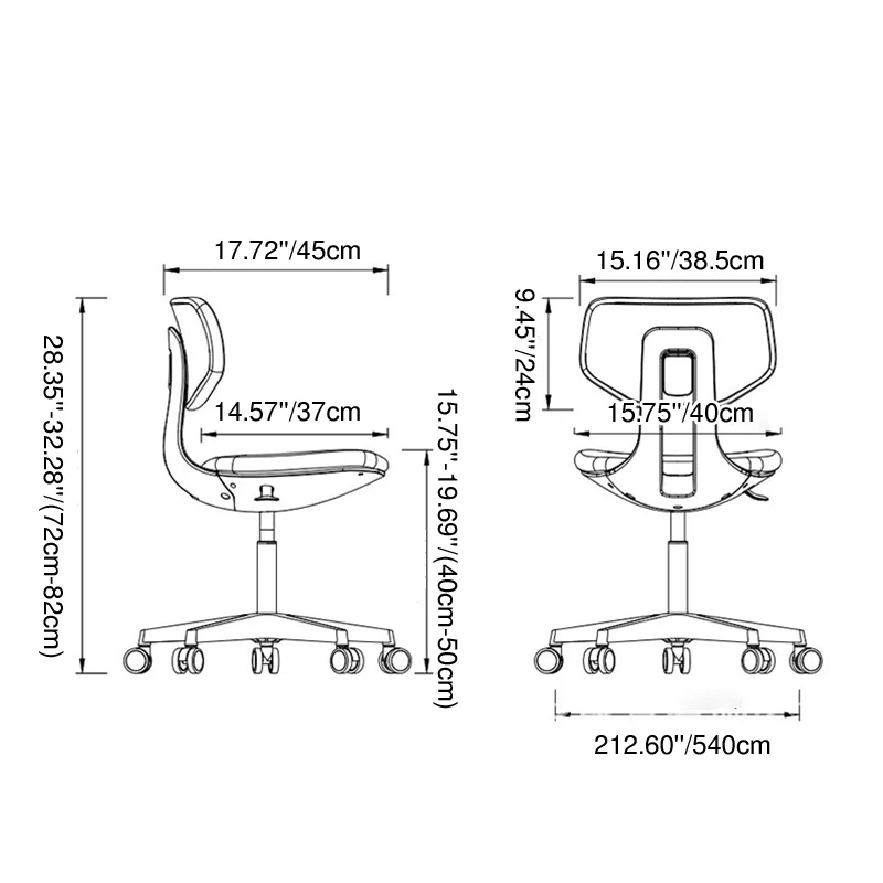 Modern Minimalist PP & Nylon & Linen Metal Swivel Desk Chair With Adjustable Height & Backrest For Home Office & Bedroom