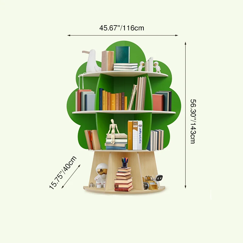 Contemporary Creative Plywood Tree-Shaped Kids Storage Shelf 4-Tier 10-Cubby For Bedroom & Living Room