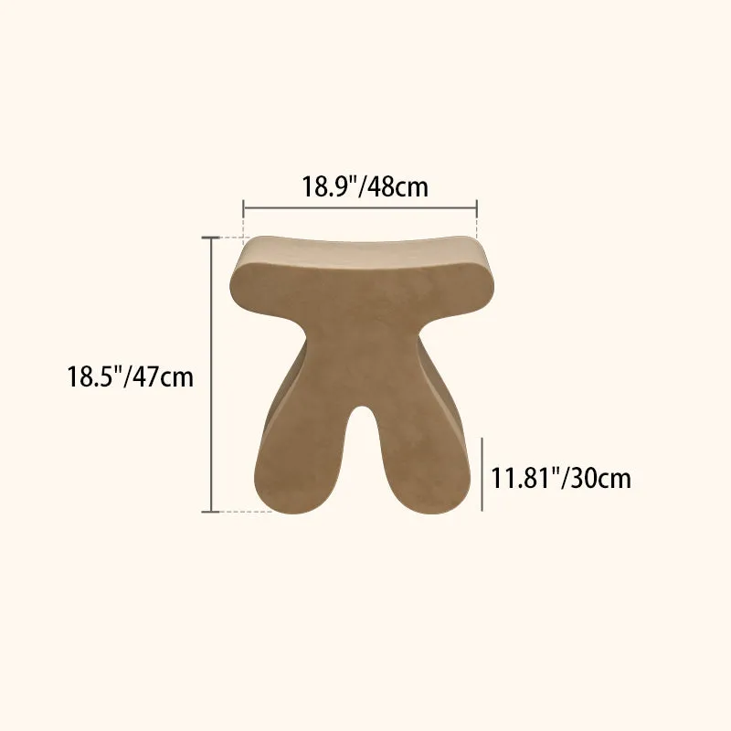 Modern Minimalist Plywood & Velvet Sculptural Rounded Low Stool For Bedroom