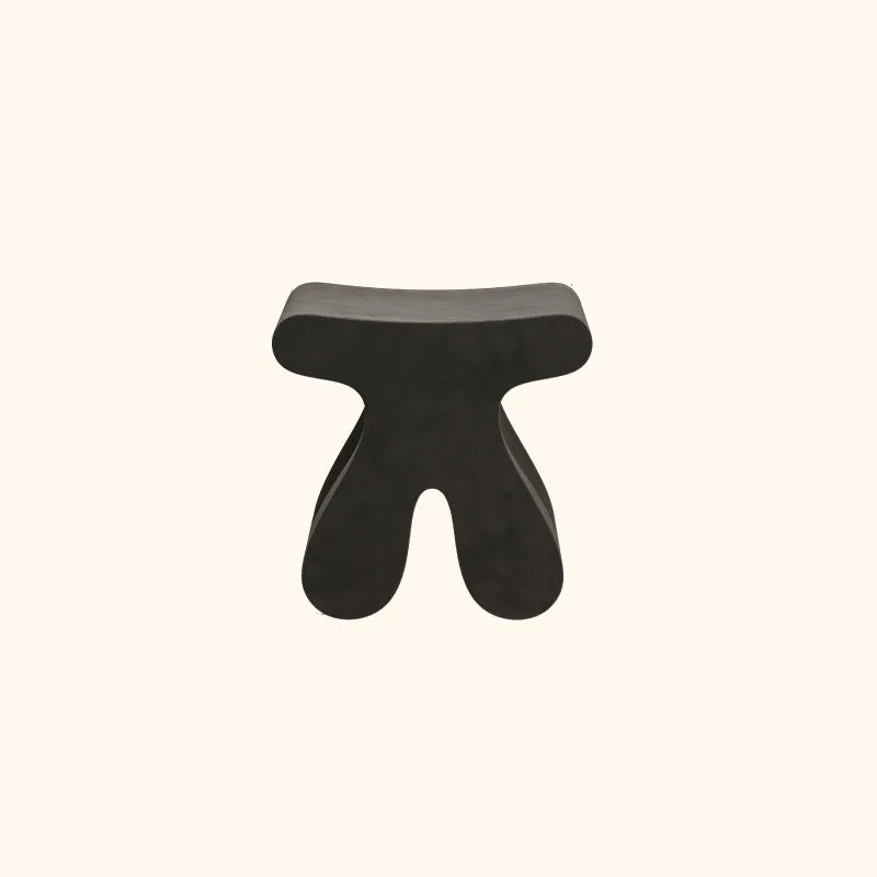 Modern Minimalist Plywood & Velvet Sculptural Rounded Low Stool For Bedroom