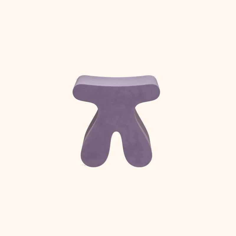 Modern Minimalist Plywood & Velvet Sculptural Rounded Low Stool For Bedroom