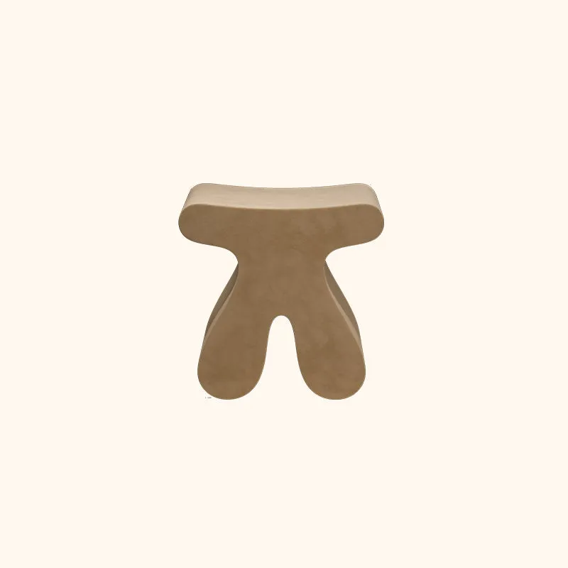 Modern Minimalist Plywood & Velvet Sculptural Rounded Low Stool For Bedroom
