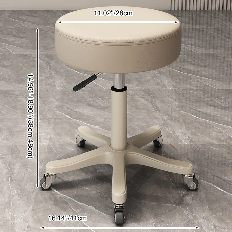 Modern Minimalist PU Leather PP Nylon Round Stool With Adjustable Height, Swivel & Wheels For Living Room & Bedroom