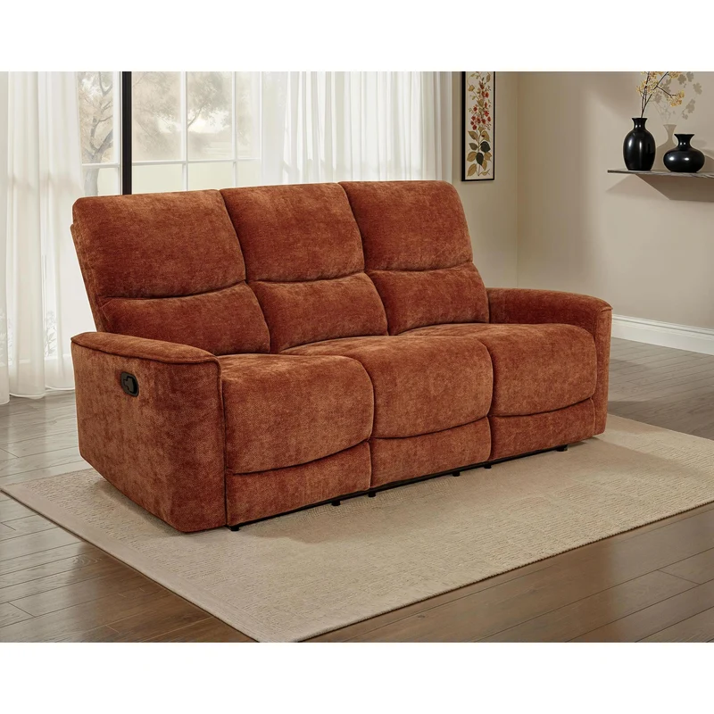 Coaster Furniture Navarro 609574 Chenille Upholstered Reclining Sofa - Burnt Orange