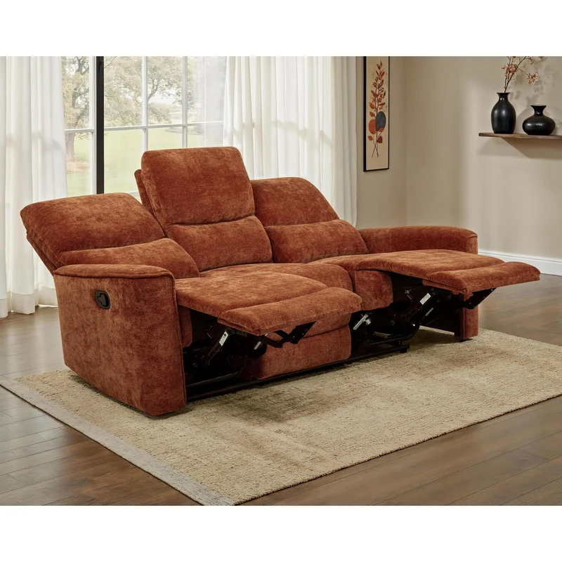 Coaster Furniture Navarro 609574 Chenille Upholstered Reclining Sofa - Burnt Orange