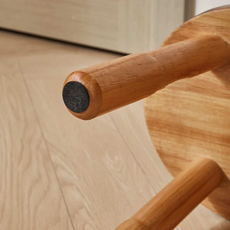 Traditional Rustic Lentil Cashew Shaped Rubberwood Kids Low Stool Backless Armless For Hallway