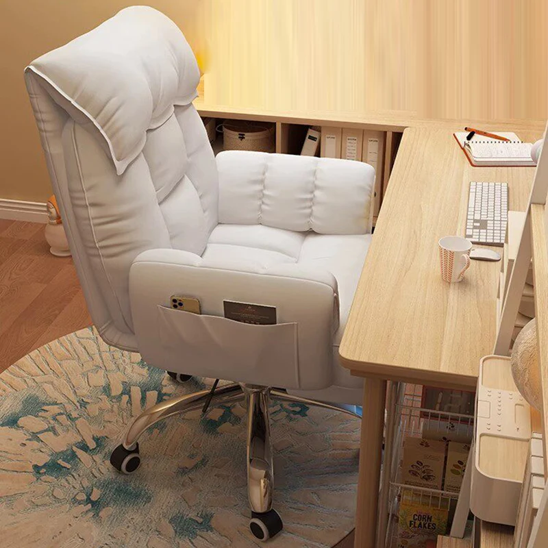 Modern Minimalist Square Rectangular Synthetic Fabric Plywood Steel Height Adjustable Swivel Desk Chair Backrest Armrest For Home Office