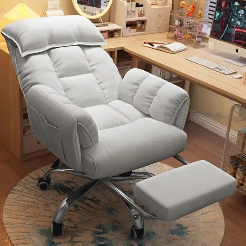 Modern Minimalist Square Rectangular Synthetic Fabric Plywood Steel Height Adjustable Swivel Desk Chair Backrest Armrest For Home Office
