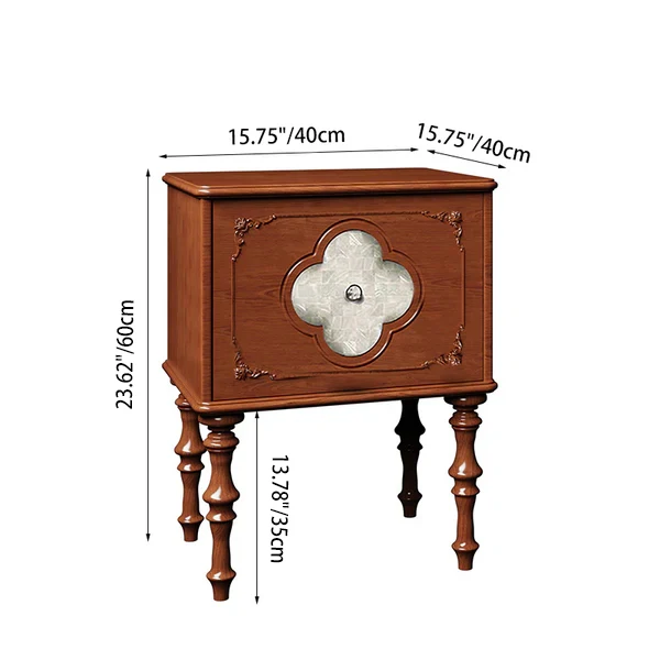 Traditional French Square Ash Wood Solid Wood Plywood Pine Wood Nightstand 1-Drawer For Bedroom