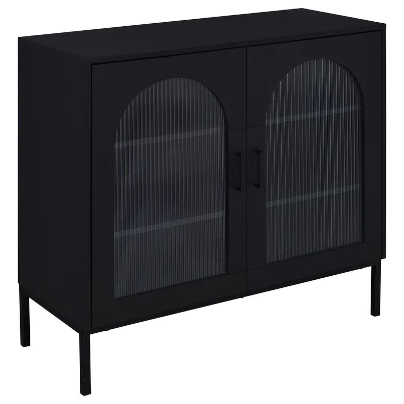 Coaster Furniture Jess 950420 2-door Arched Fluted Glass Accent Cabinet - Black