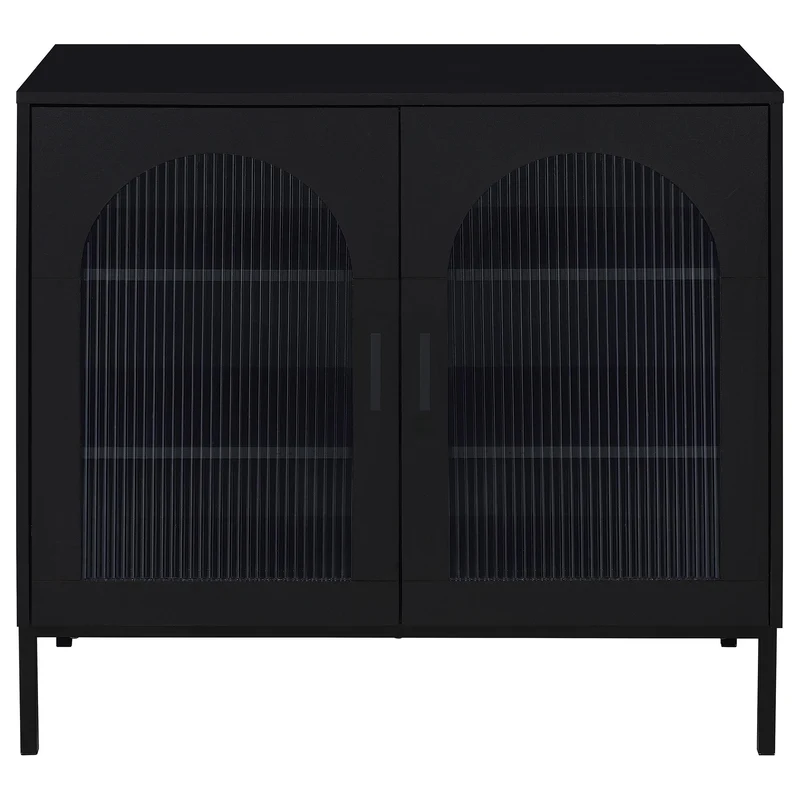 Coaster Furniture Jess 950420 2-door Arched Fluted Glass Accent Cabinet - Black
