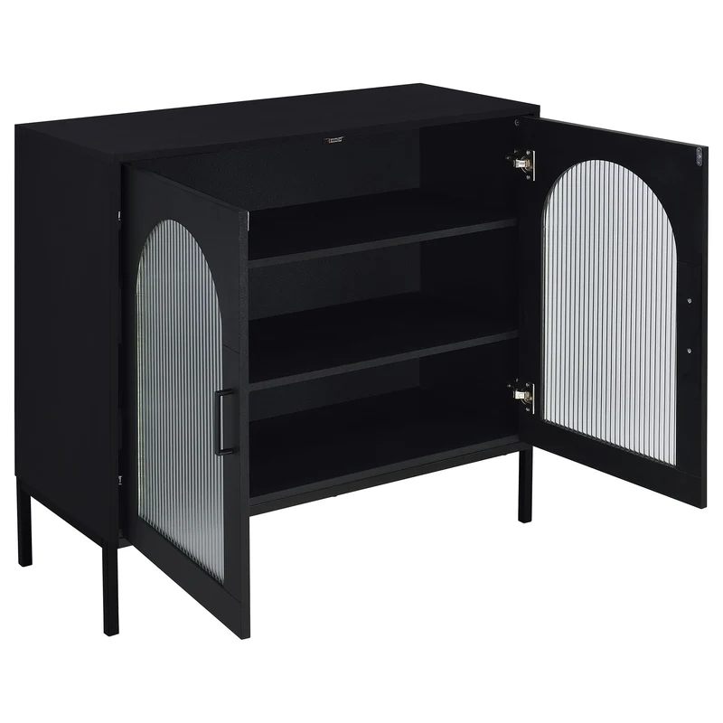 Coaster Furniture Jess 950420 2-door Arched Fluted Glass Accent Cabinet - Black