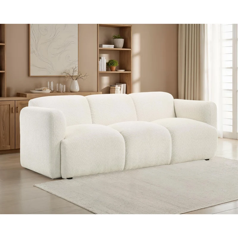Coaster Furniture Dorset 509811 Fabric Upholstered Round Track Arm Sofa - White