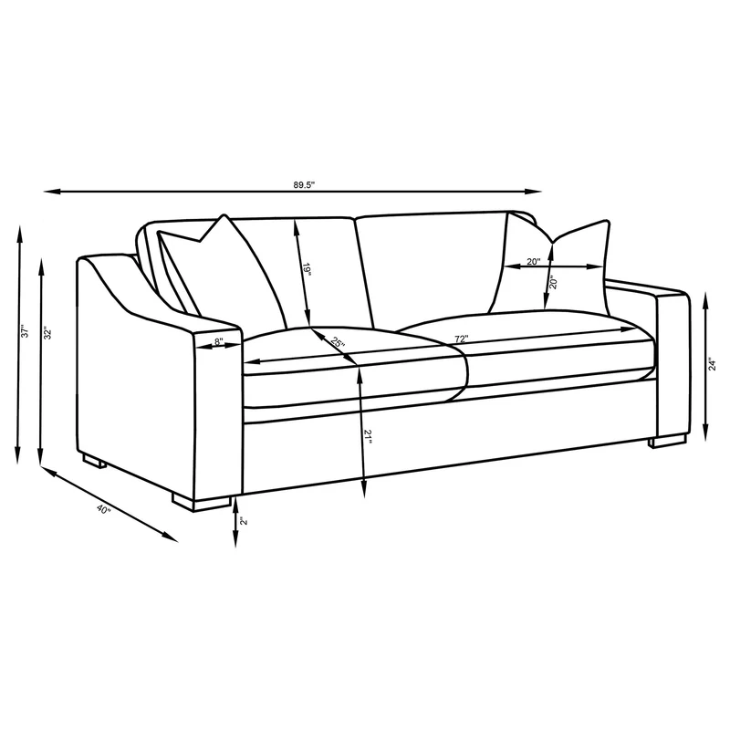 Coaster Furniture Ashlyn 552091 Fabric Upholstered Track Arm Sofa - Sand