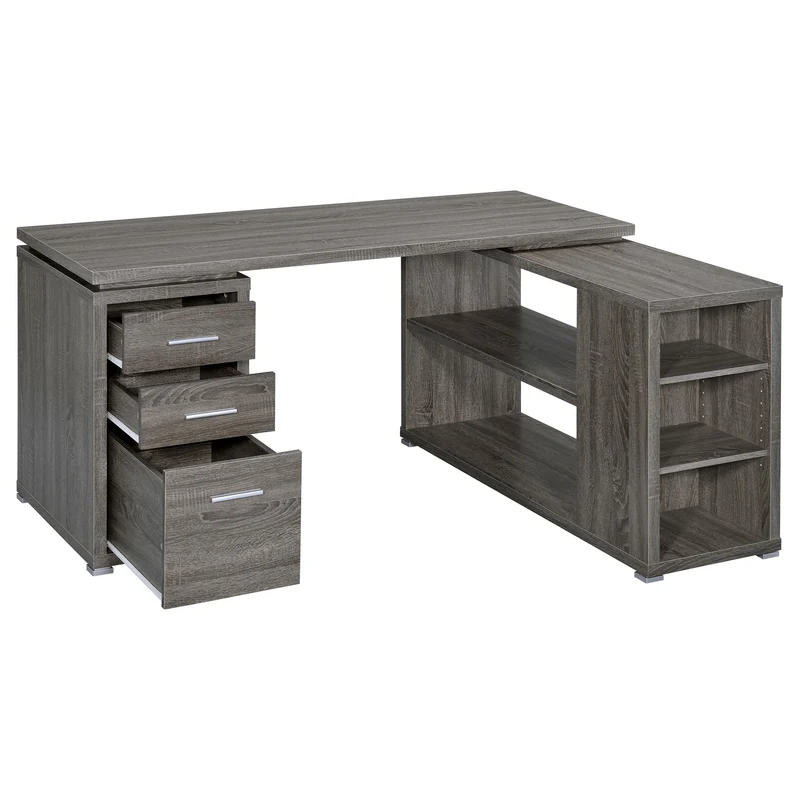 Coaster Furniture Yvette 800518 60-inch 3-Drawer L-Shape Computer Desk - Weathered Grey