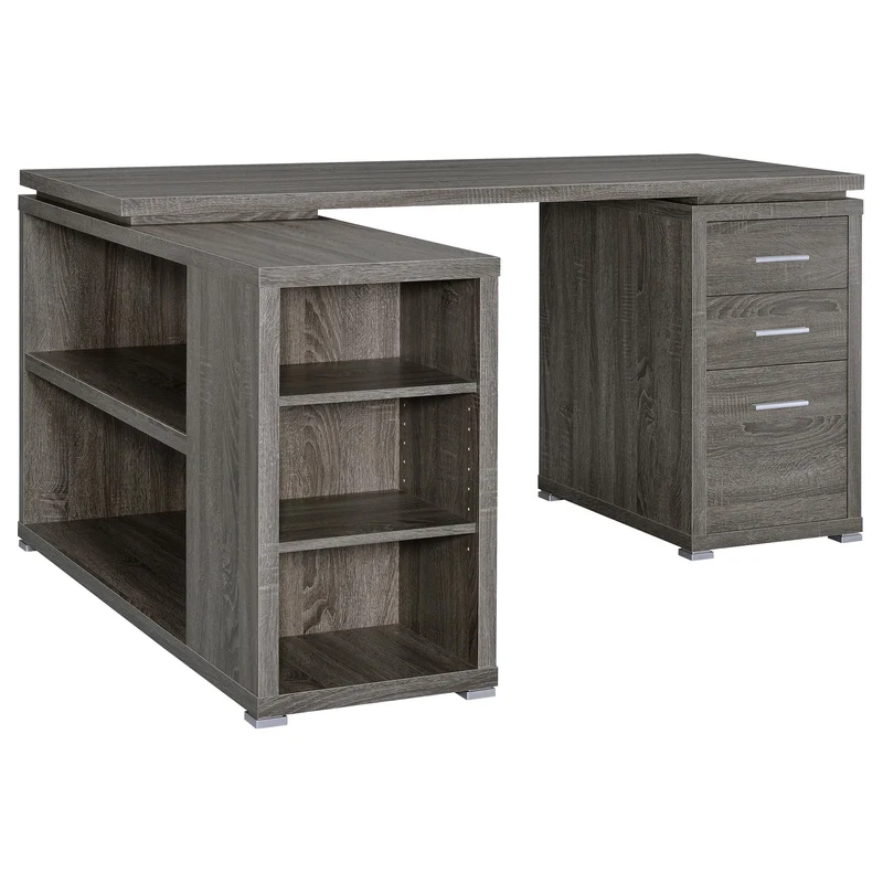 Coaster Furniture Yvette 800518 60-inch 3-Drawer L-Shape Computer Desk - Weathered Grey