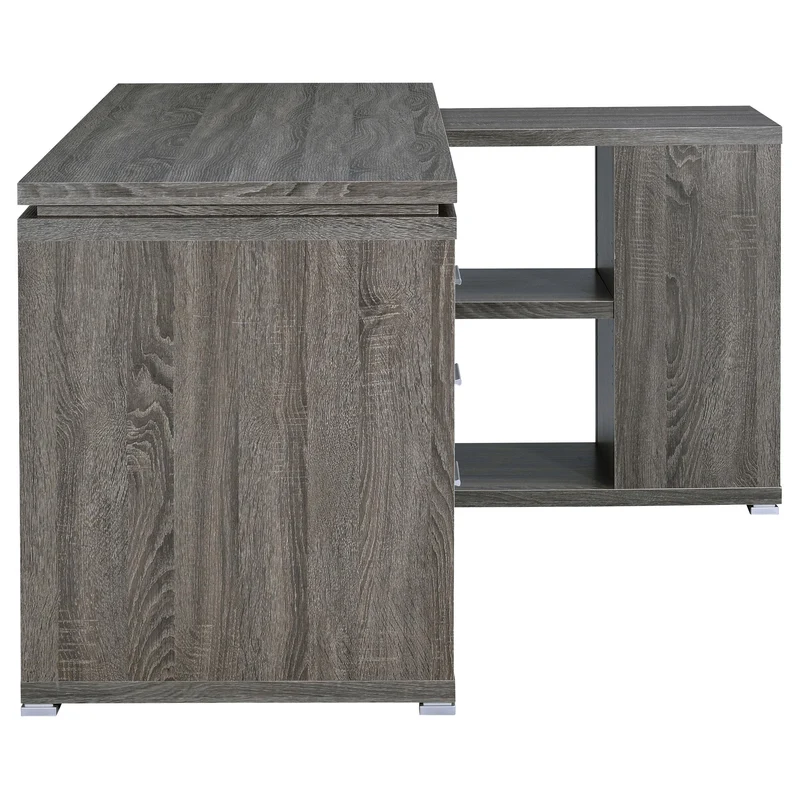 Coaster Furniture Yvette 800518 60-inch 3-Drawer L-Shape Computer Desk - Weathered Grey