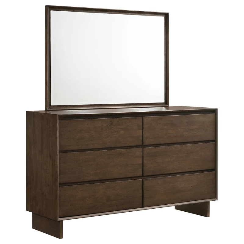 Coaster Furniture Glenwood 225013M 6-Drawer Dresser and Mirror - Warm Brown
