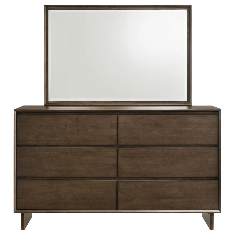 Coaster Furniture Glenwood 225013M 6-Drawer Dresser and Mirror - Warm Brown
