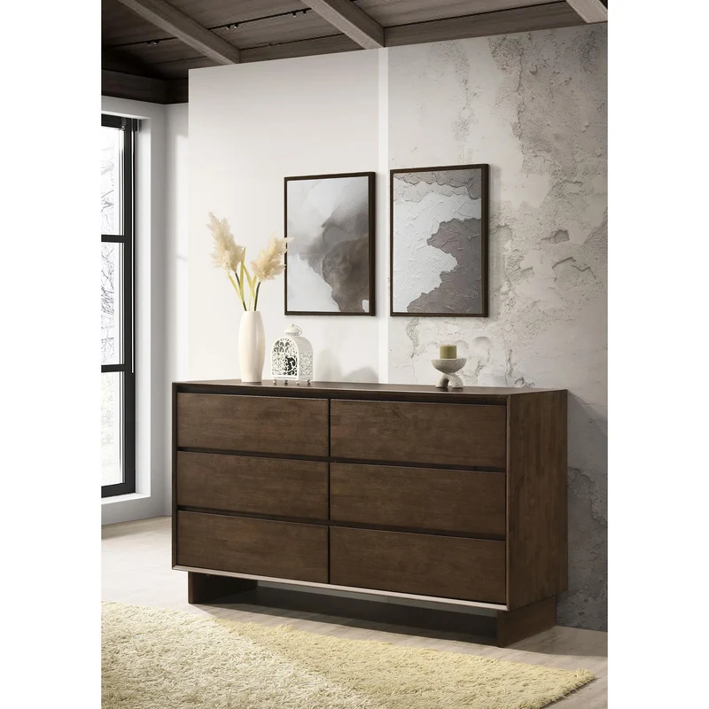 Coaster Furniture Glenwood 225013 6-Drawer Dresser Cabinet - Warm Brown